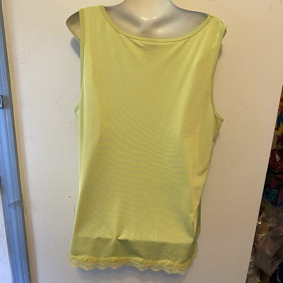VTG Y2K 90s Faded Glory Green Lace Trim TankTop Sleeveless Fairy VNeck Women XL - Picture 8 of 9